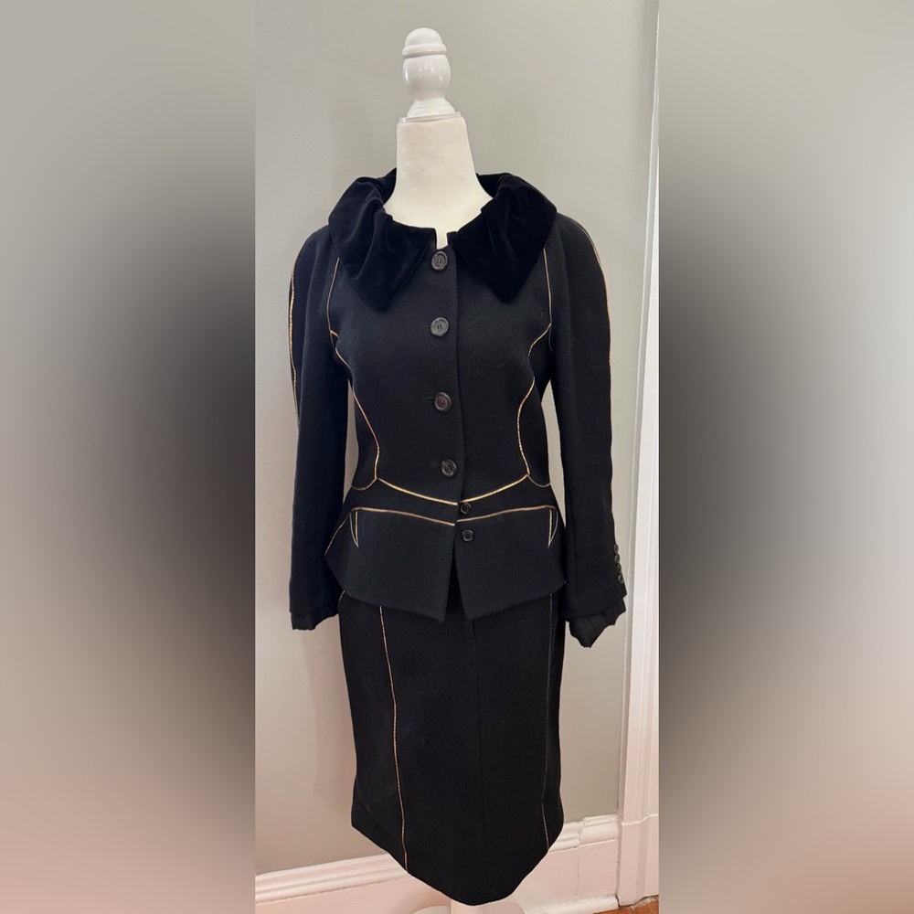 Louis Vuitton Black Suit with Gold Leather Accents